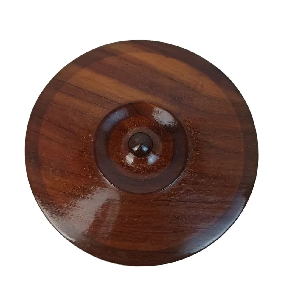 Wooden Box Hand Turned Marquetry Inlaid Various Woods Round Jewelry Storage